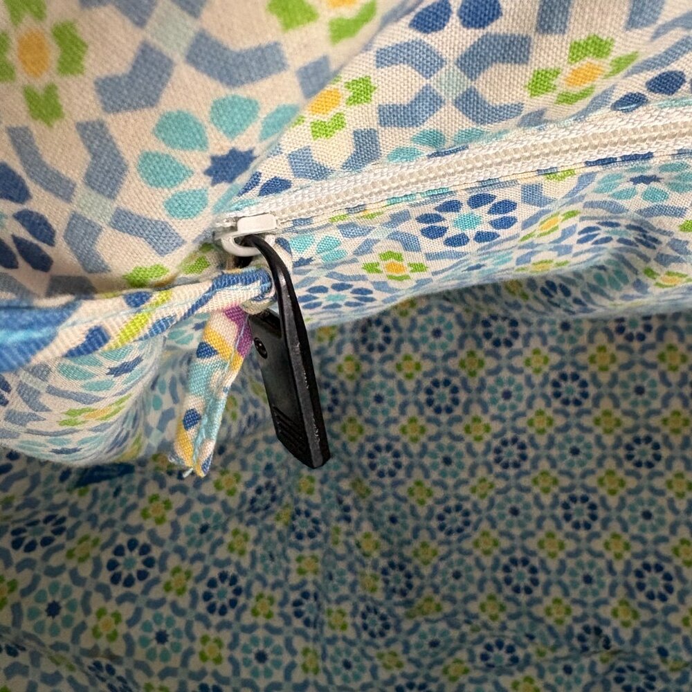 Vera Bradley Capri Blue Paisley Woven Straw Shell Beach Coastal Cottagecore Tote - Picture 4 of 9